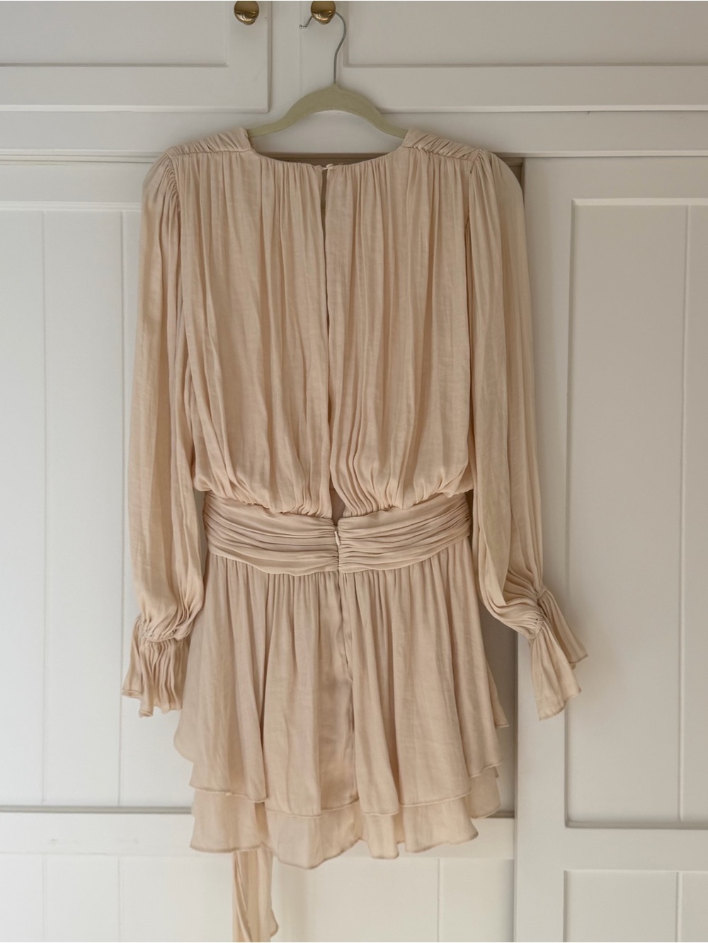 Women's Cream Long-Sleeve Pleated Dress - Picture 2 of 3
